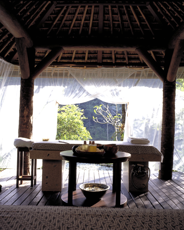 A serene spa treatment room at The Source, offering a peaceful retreat in Bali.