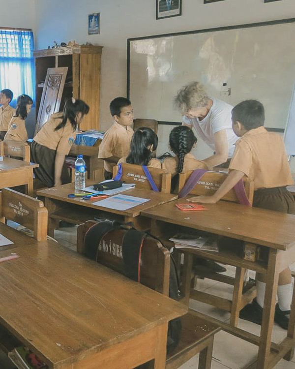 A view of Begawan Foundation's conservation education program, teaching children about the importance of protecting Bali's wildlife.
