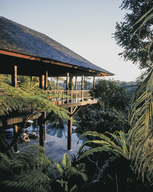 A view of Wanakasa, a treehouse-inspired residence at Begawan Giri Estate, nestled amidst lush greenery.